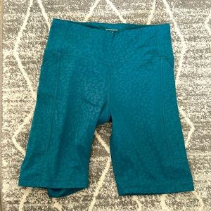 Kiava Leopard Turquoise Biker Shorts 8”